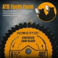 thumbnail image 4 of POWERTEC 1PK 6-1/2" Circular Saw Blade, 5/8" Arbor, 1/16" Kerf, 40-Tooth Carbide-Tipped Blade for Wood Cutting, Fine Crosscutting (14023N), 4 of 9