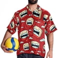 thumbnail image 4 of Tiny teeth Men's Casual Printed Poplin Short Sleeve Button Down Beach Shirt with Spread Collar Top, 4 of 6