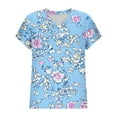 thumbnail image 5 of Floral Print Tops for Womens Short Sleeve T-Shirts V Neck Tee Shirts Basic Tee Loose Fit 2025 Fashion, 5 of 5