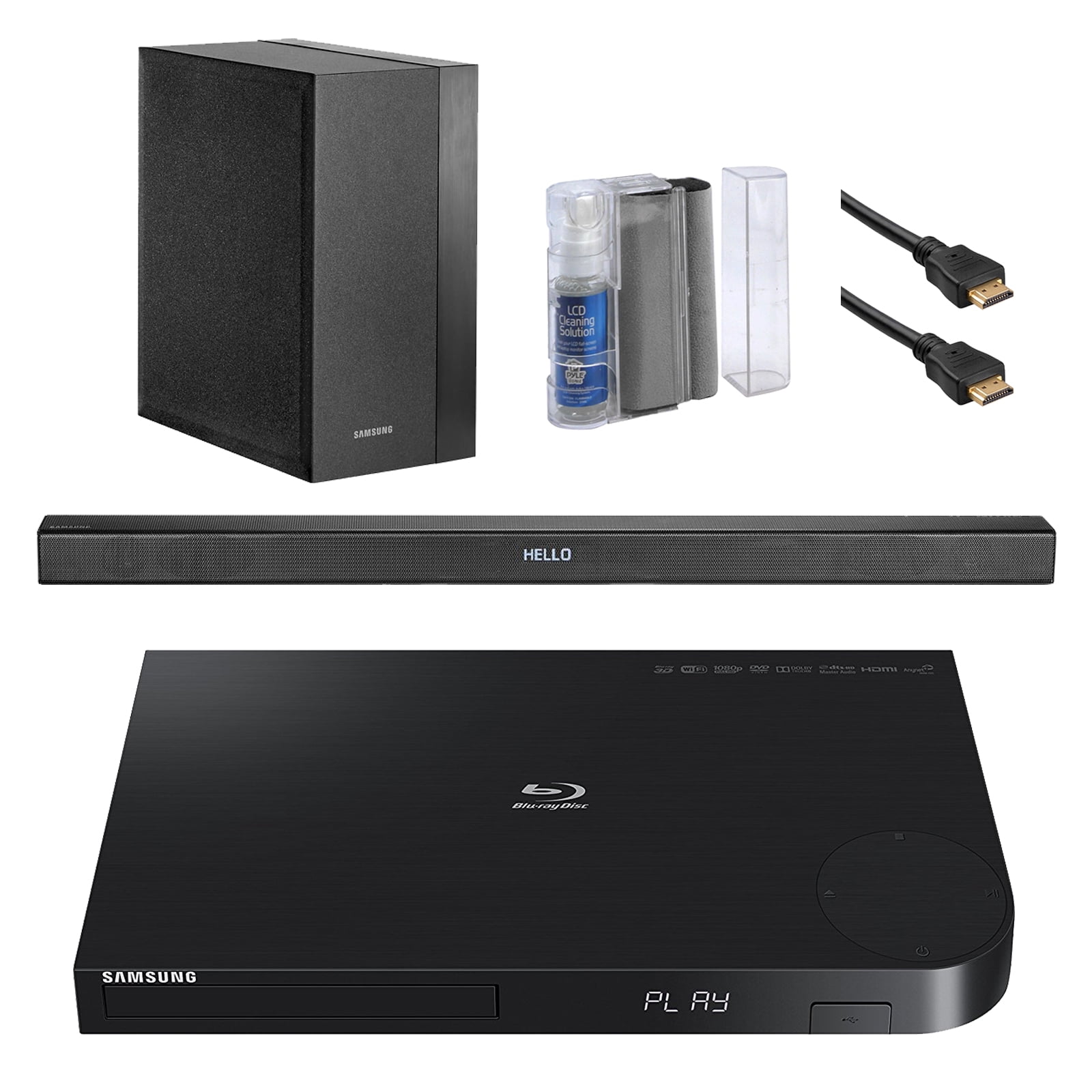 Samsung BDJ5700 Curved 3D WiFi Bluray CD DVD Player Bundle With 2.