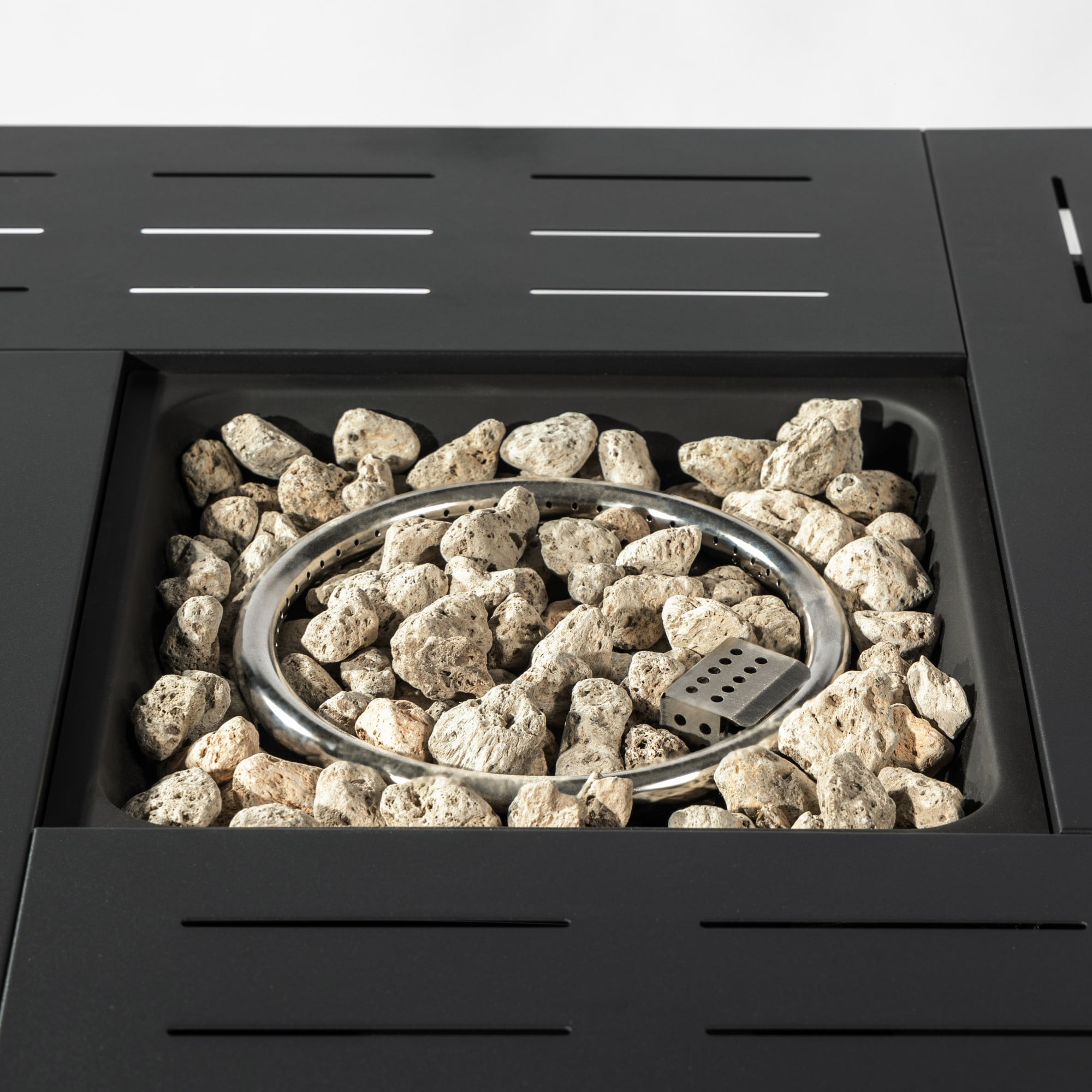 BOFANG 34 in x 34 in Rectangular 50000 BTU Propane Black Finish Steel Fire Pit Table with Smokeless