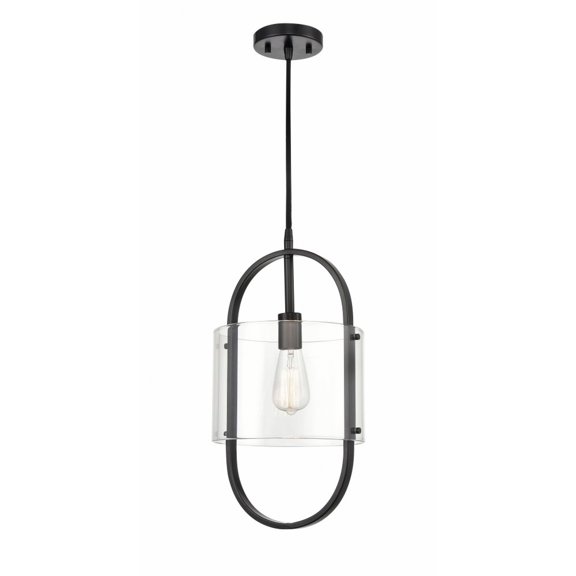 371-1P-BK-CL-LED-Innovations Lighting-Pelham - 1 Light Mini Pendant In Art Nouveau Style-19.5 Inches Tall and 9.5 Inches Wide Matte Black LED