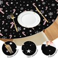 thumbnail image 4 of Black Christmas Candy Cane and Snowflake Pattern Round Fitted Tablecloth with Elastic Edge,Dining Table Cover Waterproof,Outdoor Round Tablecloth for Camping,Dining,Indoor and Outdoor, 4 of 7