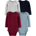 thumbnail image 1 of Carter's Baby 4 Pack Long Sleeve Bodysuits -Solids, Preemie, 1 of 3