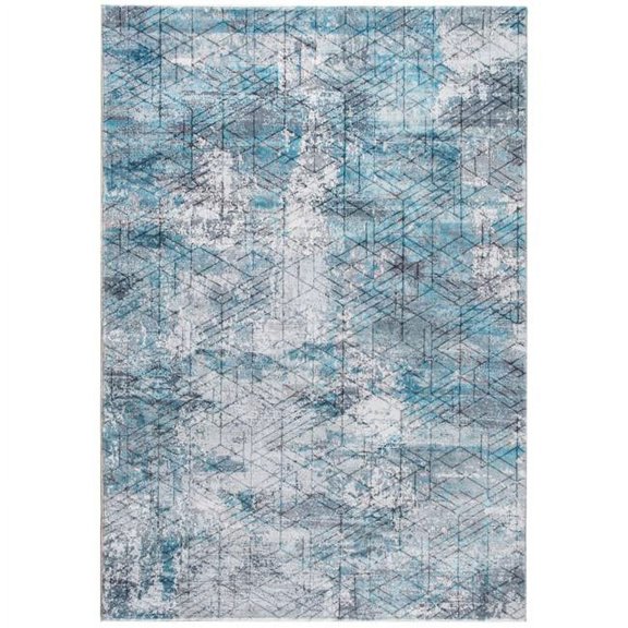 5 x 8 ft. Abstract Cuboid Modern Area Rug, Blue & Grey