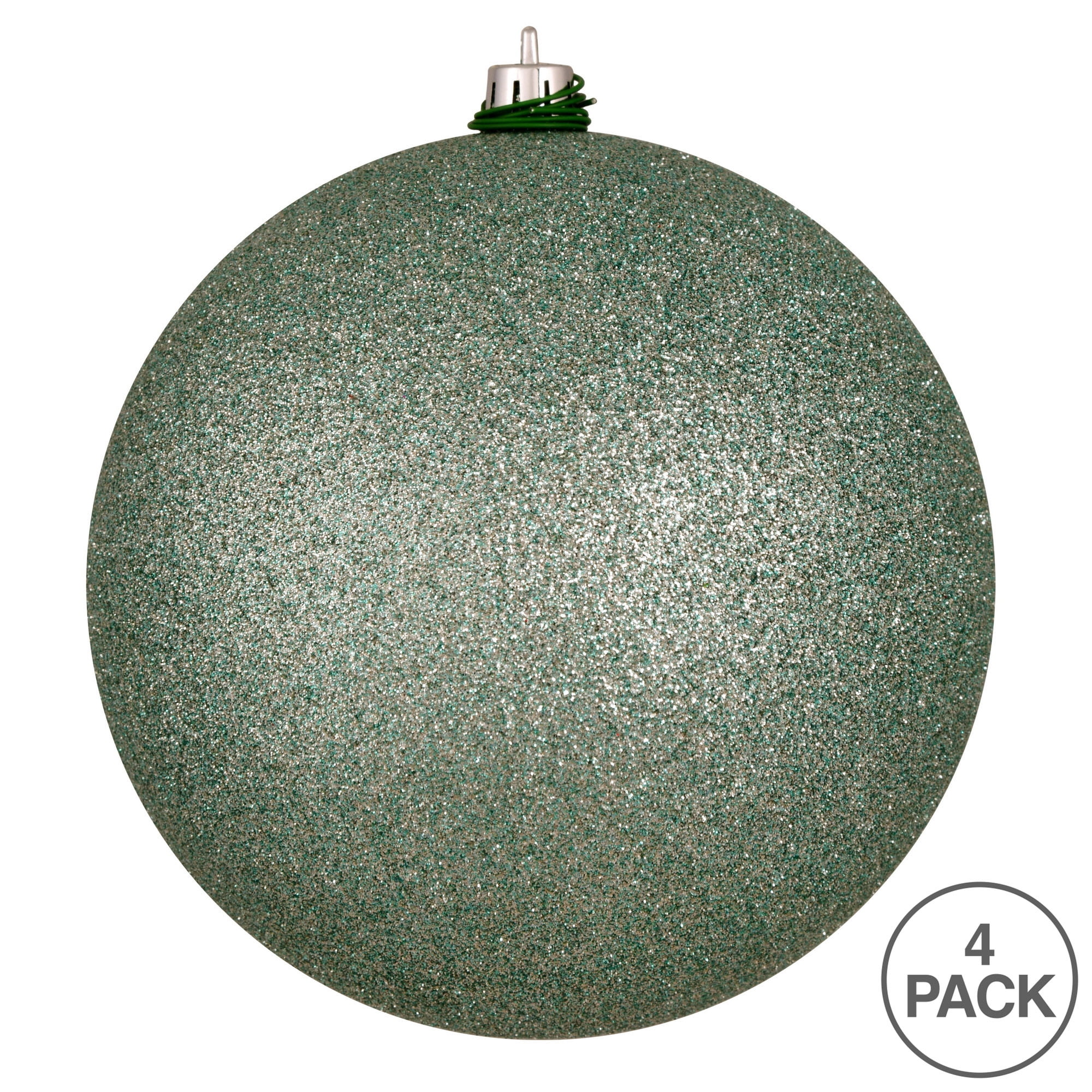 Vickerman 6" Frosty Mint Glitter Ball Ornament, 4 per Bag