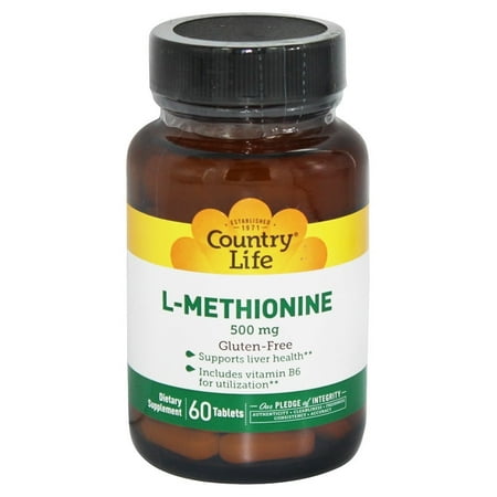 Country Life - L-Methionine Free Form Amino Acid Supplement with B6 500 mg. - 60 Tablets
