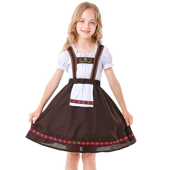 ZPYESWOW Plus Size Thanksgiving Dress Beach Dresses Girls Long Sleeve Dresses Girl Christmas Outfit Gifts for 8 Year Old Girls Christmas Gifts Top, Coffee 5-6 Years