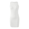 thumbnail image 4 of WEIGFI Summer Dresses For Women Casual Work Elegant Dress Club Party Evening Bodycon Outdoor Daily Wear Crew Neck Sleeveless Stretchy Slim Fit Solid Color Soft Beach Sundress,White,XS, 4 of 5