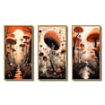 thumbnail image 2 of Designart "Vintage Mushroom Magic Mystical Landscapes I" Abstract Landscape Framed Wall Art Set Of 3 - Orange Abstract Landscapes Frame Gallery Set For Office Decor, 2 of 6