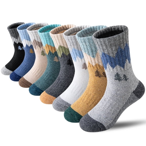 8 Pairs Kids Toddlers Boys Girls Merino Wool Hiking Athletic Thermal Warm Winter Socks