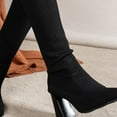 thumbnail image 5 of Mepaouo Women's Over The Knee Thigh High Boots Chunky Heel Stretch Sexy Suede Black Fall Long Boots, 5 of 7