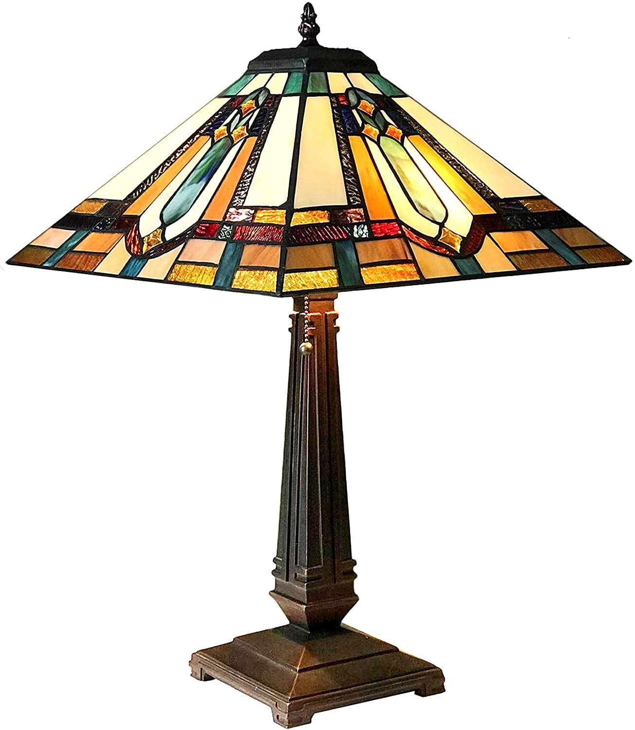 RADIANCE Goods TiffanyStyle Mission Stained Glass Table Lamp 24