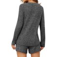 thumbnail image 5 of NFTOEIULA Women Ribbed Knit Button Up Long Sleeve Shorts 2 Piece Loungewear Sets, 5 of 6