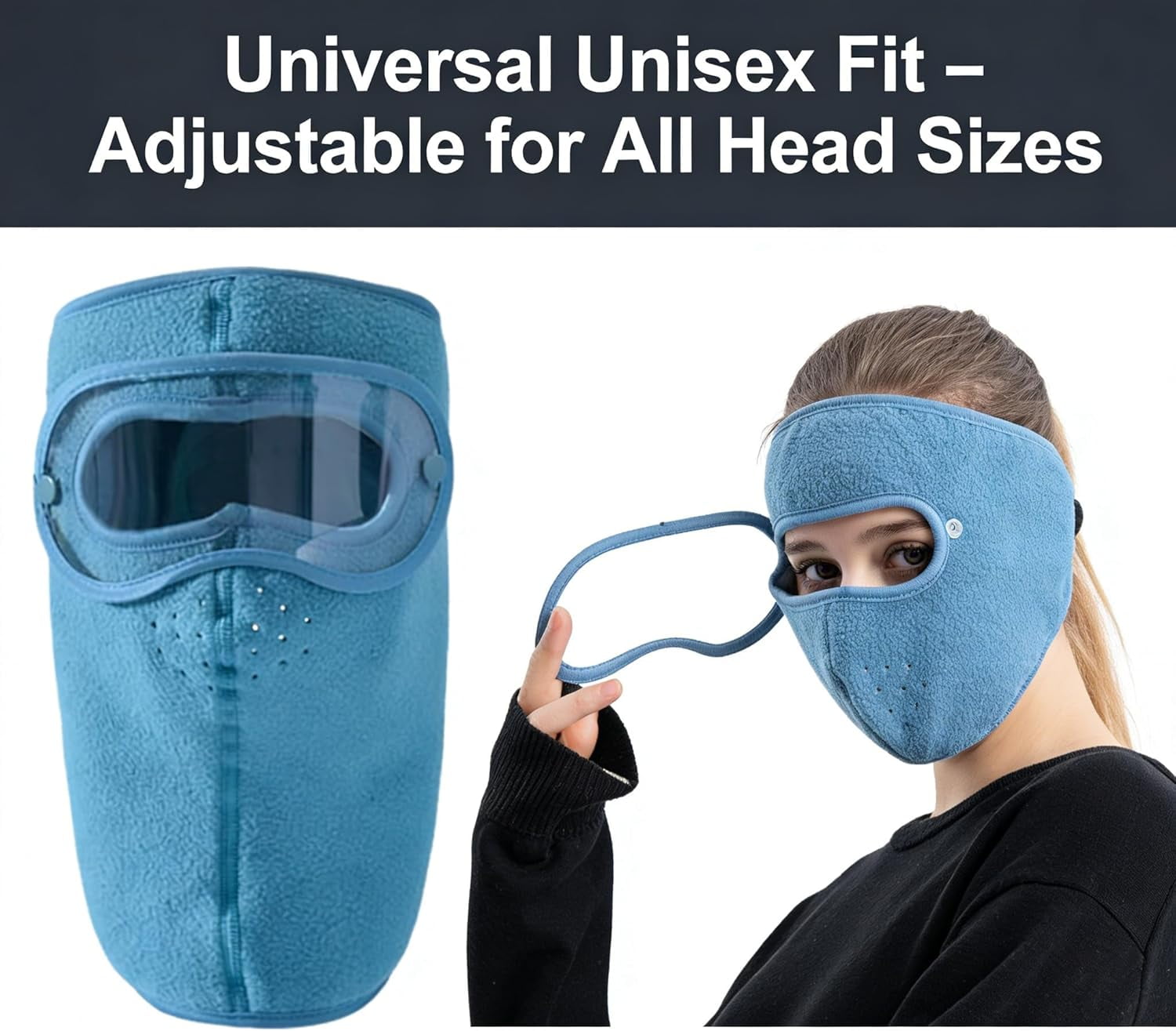 Winter Warm Fleece Windproof High-Definition Goggles,with Removable HD Goggles,WindproofFleece Thermal SkiMask for Men&Women