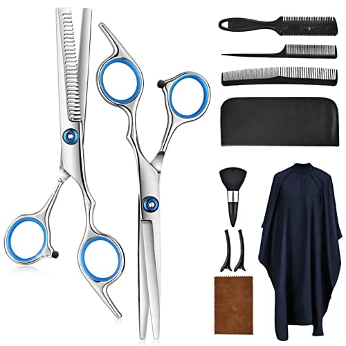 Hair Cutting Scissors Kits,11 Pcs Stainless Steel Hairdressing Shears Set Professional Thinning Scissors For Barber/Salon/Home/Men/Women/Kids/Adults Shear Sets