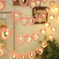 thumbnail image 5 of RuiJiao LED Wooden Heart String Lights 20 Lights 3m Pink Multicolor Battery Powered Romantic Valentine Decor, 5 of 8