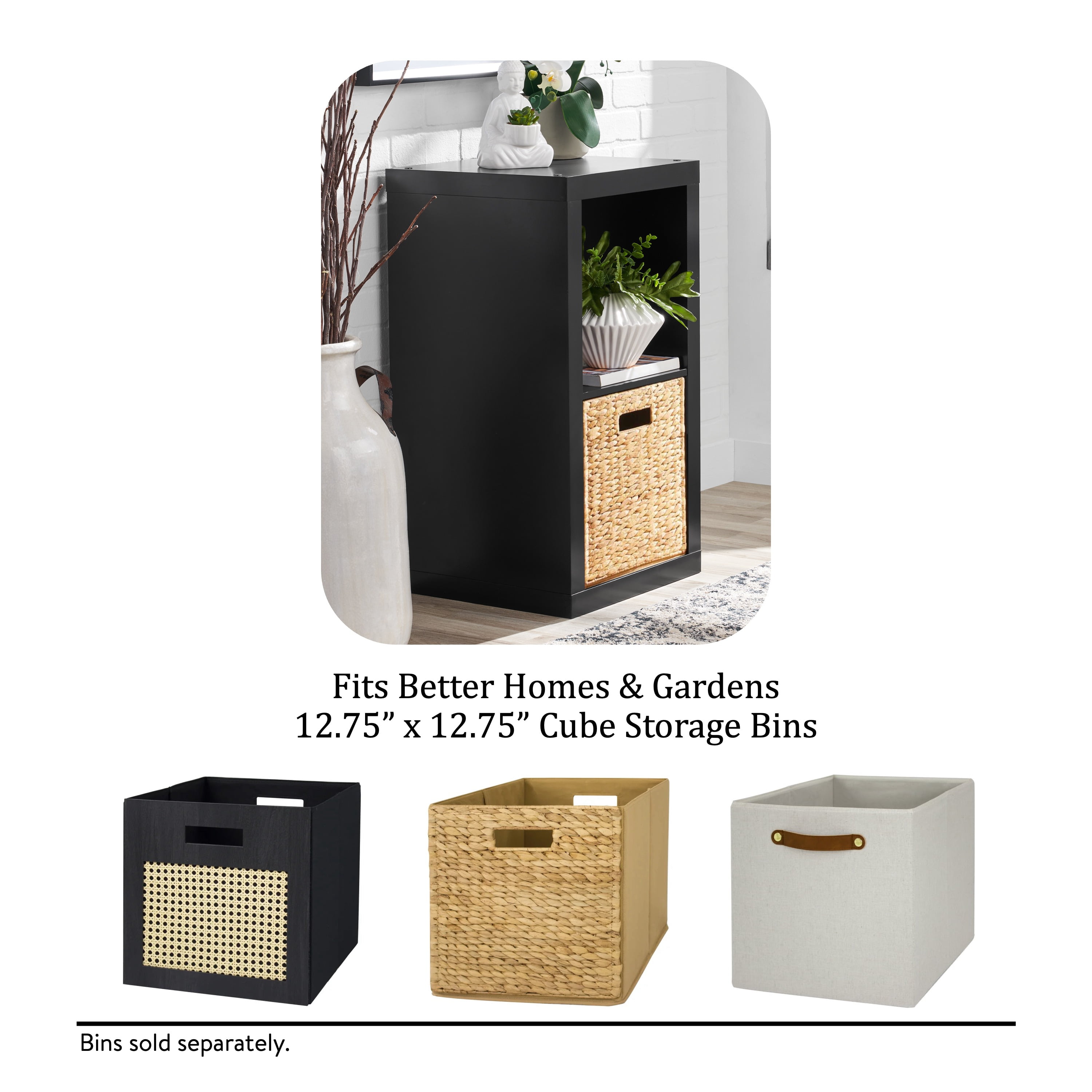 Better Homes & Gardens 2 Cube Storage Organizer, Solid Black