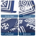 thumbnail image 3 of HIWEAVER 8'x 10' Navy/White Outdoor Rug Garden Decor Geometric Floral Carpet Plastic Straw Waterproof Patio Area Rug for Balcony Deck Picnic Portable Camping Mat, 3 of 6