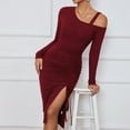 thumbnail image 3 of SWSMCLT Women's Long Sleeve High Split Bodycon Dress Sexy Drawstring Ruched Cold Shoulder Mini Dresses Burgundy Small, 3 of 5