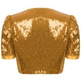 thumbnail image 4 of Sxiwei Women Shiny Sequin Shrugs Open Front Short Sleeve Shiny Metallic Party Crop Bolero Jackets Gold S, 4 of 5