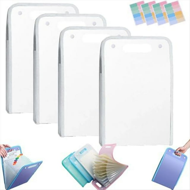 Carpeta Impermeable Extendida de 4 Piezas, Administrador de Archivos Vertical con Asa, Carpetas de Oficina Portátiles de Páginas A4 de 13 Bolsillos A