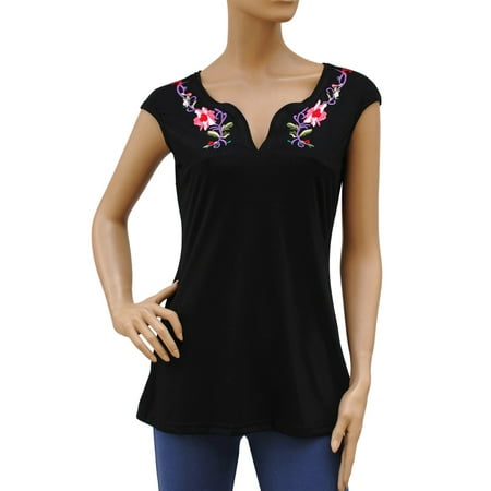 Floral  Embroidered Embroidery  Stretch T-Shirt Top Tee Blouse  M L Xl Xxl - (The Best White Blouse)