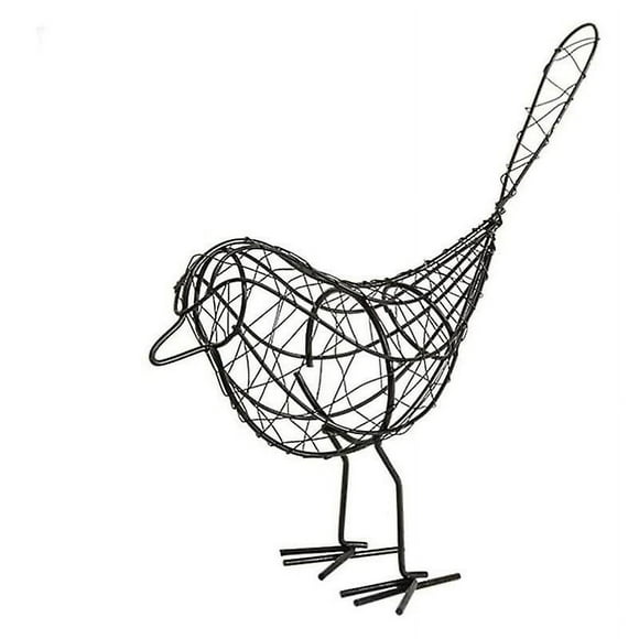 Garden Bird Decoration Wrought Iron Animal Figurines Metal Statue Collection for Home Garden Decoration (Black)