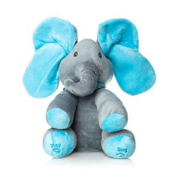 Cartoon Toy Animated Elephant Toys, Plush Singing Elephant with Ears Moving Electric Plush Toy, Adorable Elephant Stuffed Animal Toy for Baby's Gift, Blue