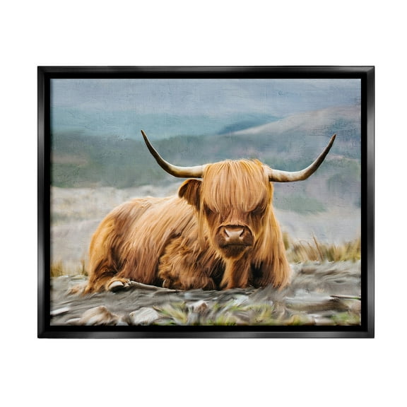 Stupell Industries Cattle Resting in Nature Animals & Insects Photography Black Floater Framed Canvas Art Print Wall Art, 21 x 17