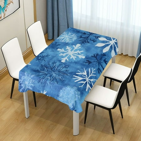 

ALAZA Blue Snowflakes Christmas Rectangle Tablecloth Tablecover Dinning Table Cloth 54 x72
