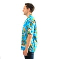 thumbnail image 3 of Made in Hawaii Men's Hawaiian Shirt Aloha Shirt in Palms Surfers Bird of Paradise in Red M, 3 of 4