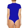 thumbnail image 3 of LUXUR Combinaison Femme Manches Courtes T-Shirt Body Col Rond Hauts Justaucorps Décontractés Couleur Unie Bleu TG, 3 of 4