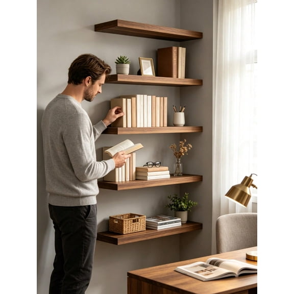 2/4pcs 22in Floating Shelves For Wall, Bookshelves, Shelves Wall Mounted Shelf With Invisible Bracket For Bathroom, Living Room, Bedroom, Kitchen, Office Decor, Room Decor, Home Decor