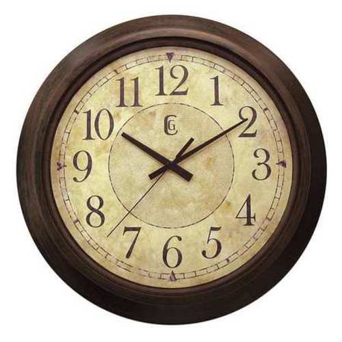 14" Analog Quartz Wall Clock, Brown