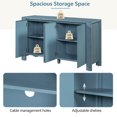 thumbnail image 6 of Retro 59'' Large Storage Cabinet 4-door Sideboard with Distressed Finish and Adjustable Shelves, Solid Wood Console Table Buffet Sideboard for Entryway Kitchen Dining Room Living Room, Navy, 6 of 9