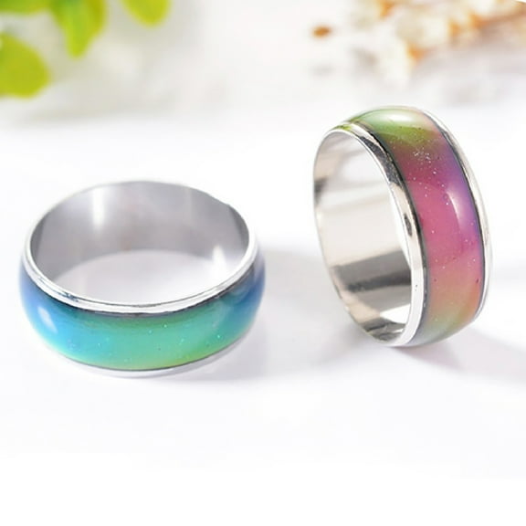 Soumake 3Pcs Mood Ring Smooth Handmade Alloy Temperature Changing Color Ring for Club