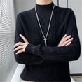 thumbnail image 3 of New Spring Knitted Pullovers Half High Collar Loose Thick Warm Sweater For Women Vintage Autumn Winter Mother Bottoming Top, 3 of 5
