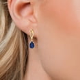 thumbnail image 3 of Gem Stone King 10K Yellow Gold Blue Sapphire Stud Dangle Earrings for Women | 1.78 Cttw | Gemstone September Birthstone | Pear Shape 7X5MM, 3 of 6