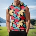 thumbnail image 2 of Men's Sleeveless Hoodie With Vibrant Floral Print Casual Lightweight Gym Tank Top For Summer Workouts, 2 of 4