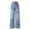 Light blue, variant on Blekii Girls Star Decorated Wide Leg Jeans, Girls Star Decorated Wide Leg Jeans, Elastic Waist Baggy Pants for Teen Kids, Casual Streetwear Elastic Waist Baggy Denim Streetwear, Casual Outing,