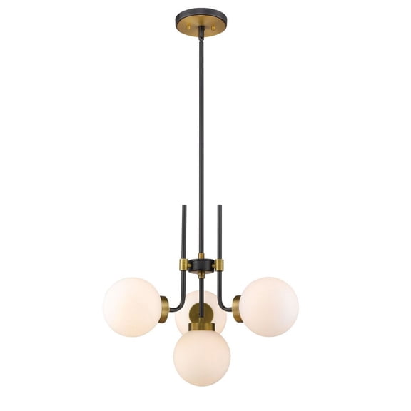 Z-Lite Parsons 4 Light Clear Glass Steel Chandelier in Black and Olde Brass