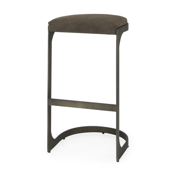 Maklaine 31" Dark Brown Leather with Gunmetal Base Stool
