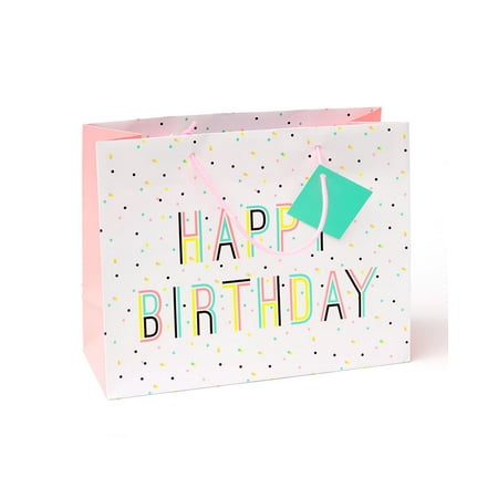 Hot Hues Neon Dots 'Happy Birthday' Medium Gift Bag & Tag