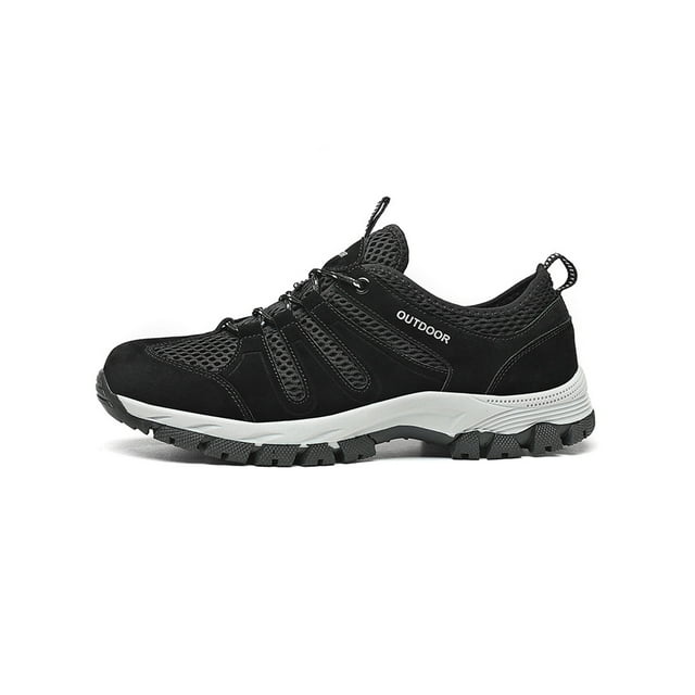 LUXUR Chaussures de Randonnée pour Hommes Espadrilles Extérieures Lacets Chaussures de Marche Athlétiques Randonnée Noir 10.5