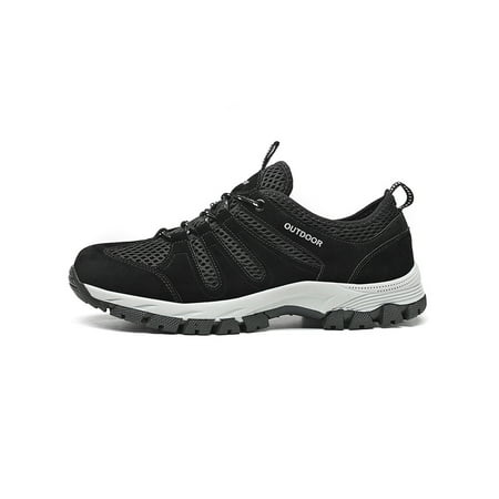 

Daeful Mens Walking Shoes Mesh Sneakers Lace Up Hiking Shoe Lightweight Outdoor Trekking Sneaker Men s Non-Slip Black 8