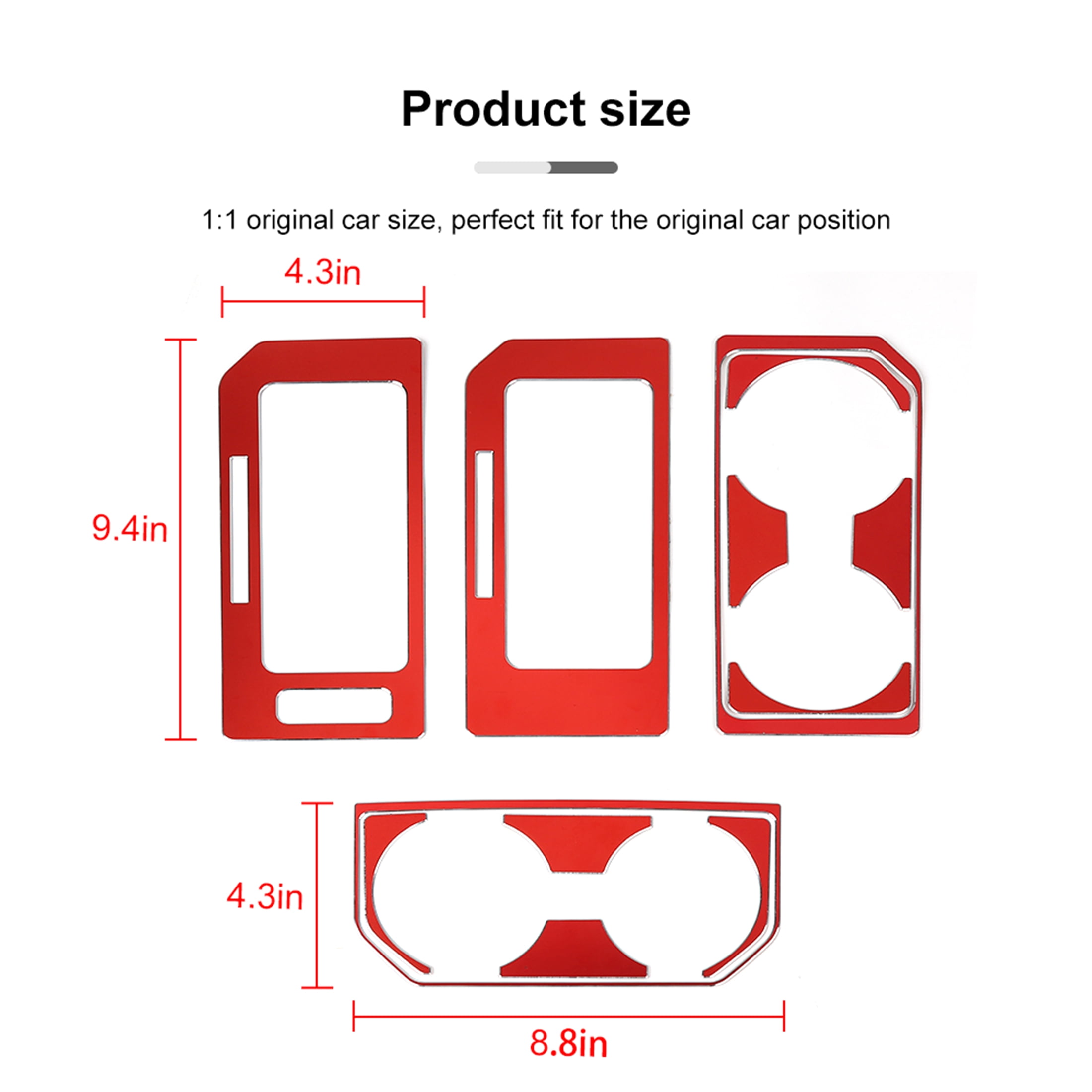 CheroCar Gear Shift Cup Holder Trim Sheet Kit Cover Interior Accessories for Ford F150 2015-2020,Red