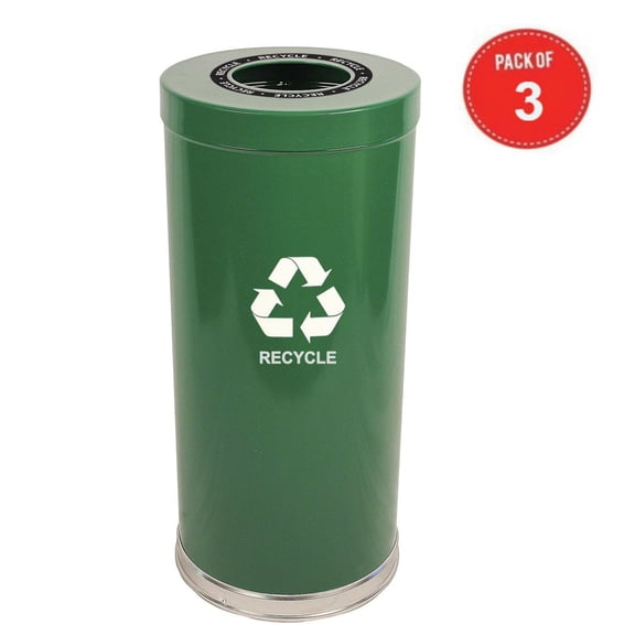 Witt Industries 15RTGN-1H Emoti-Can Recycling Receptacle, Steel, 24 gal, Green (Pack of 3)