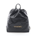 thumbnail image 1 of Pre-Owned Chanel 22 Large Backpack/Handbag, Leather, Women's, Black (AS3313), 1 of 13