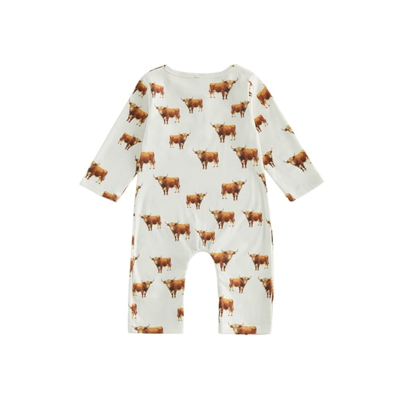 BemeyourBBs Western Baby Boy Clothes Newborn Baby Boy Duck Cowboy Outfit One Piece Ribbed Romper Long Sleeve Duck Cow Print Button Casual Spring Summer Fall Winter Jumpsuit